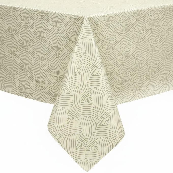 Protecttable - Tafelzeil Lijnenspel Creme 140x250cm - Tafelkleed Afwasbaar - Kunststof