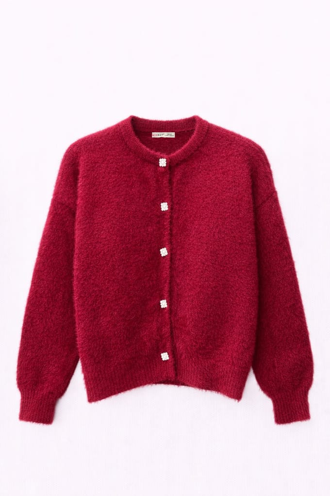 Oversized Jacquard Knopen Cardigan
