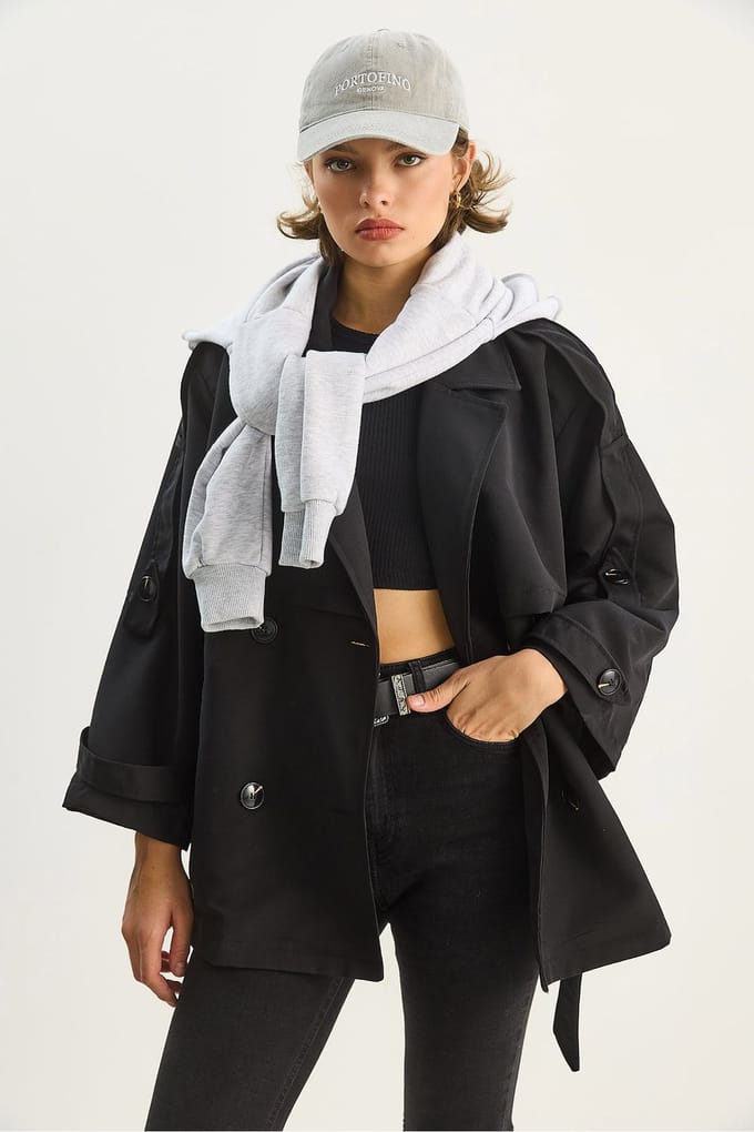 Knopen Midi Trenchcoat