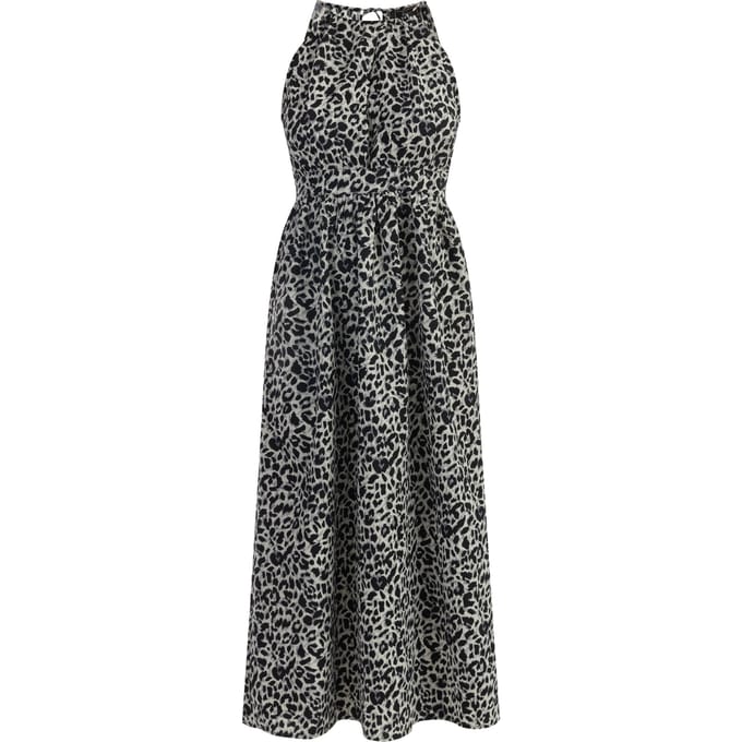 Faina Maxi-jurk met luipaardprint Dames Grijze Leeuw