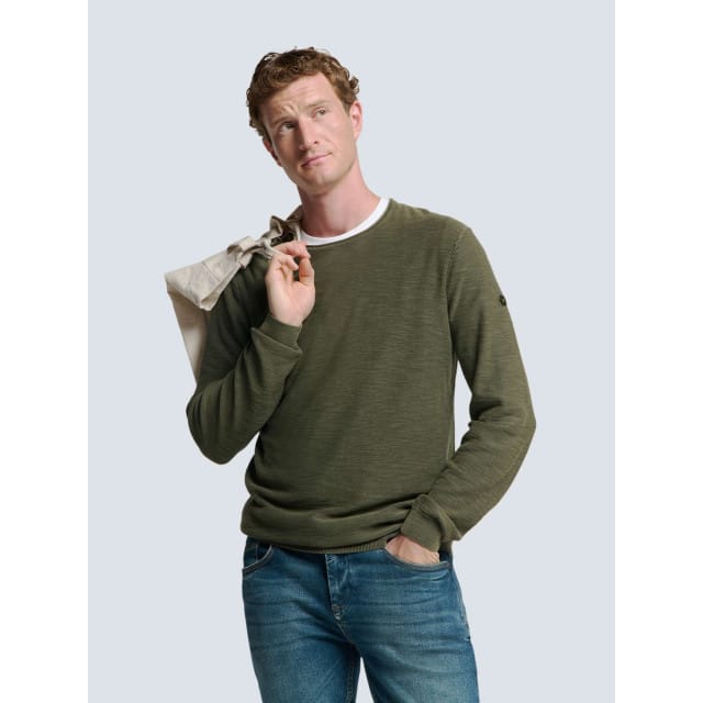 No Excess Pullover crewneck garment dyed + st dark moss