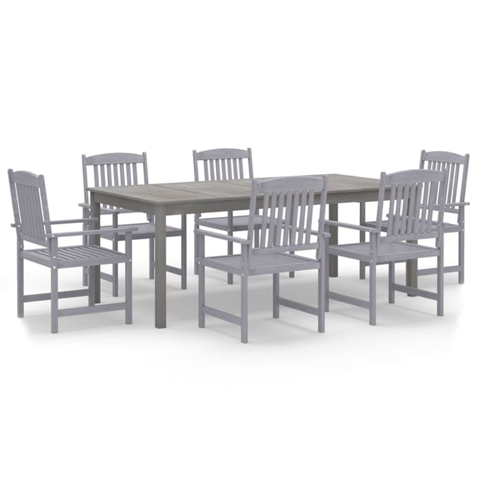 vidaXL - 7-delige - Tuinset - massief - acaciahout - grijs