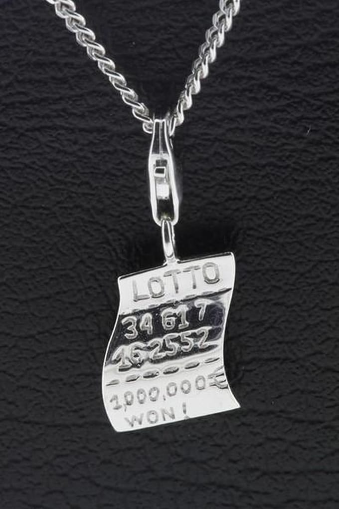 Zilveren Lotto winnend lot hanger én bedel