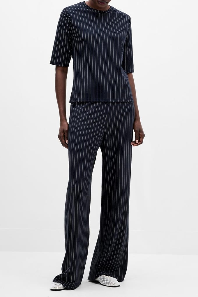 French Connection Regina Jersey Shoulder Pad Tee Navy/white Größe: S | Hemden Outlet | Damen | Blau