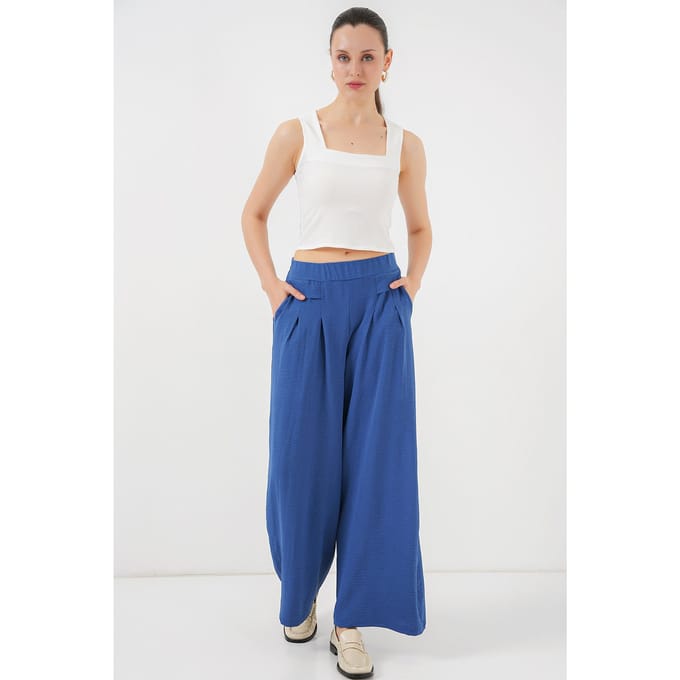 Plissee Wijd Been Crepe Broek