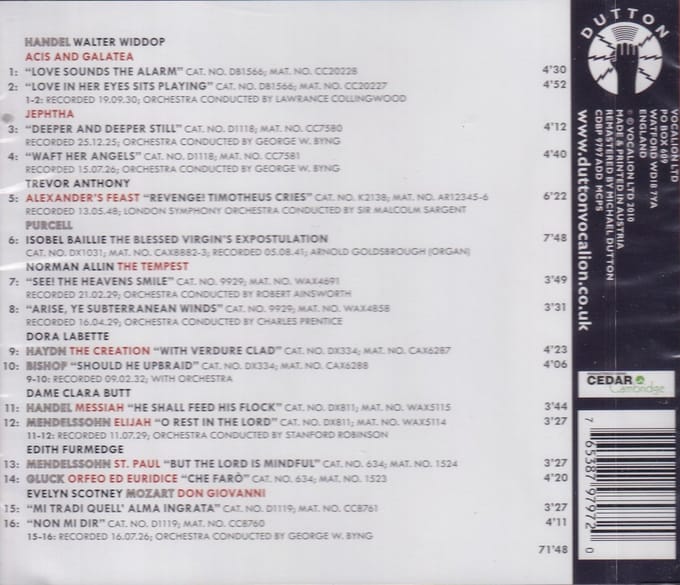 Cavalcade Of Enlgish Singers - Volume 1