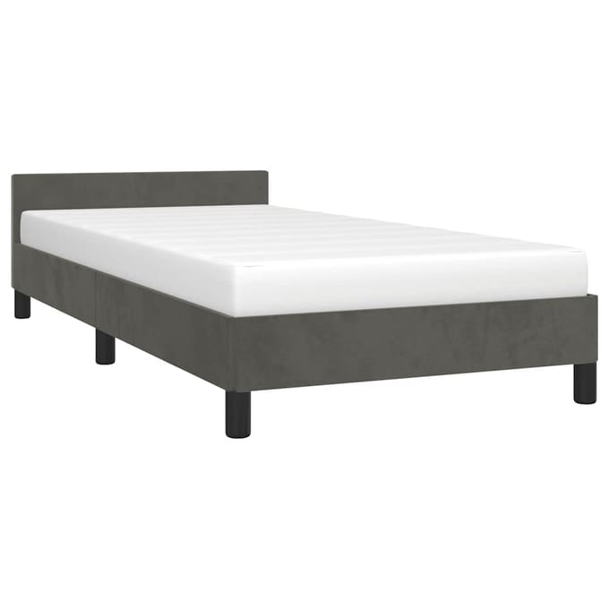 vidaXL - Bedframe - zonder - matras - 90x200 - cm - fluweel - donkergrijs