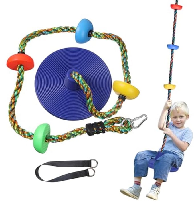 Kinderschommel met Platform en Schijfjes - Klettertouw Set