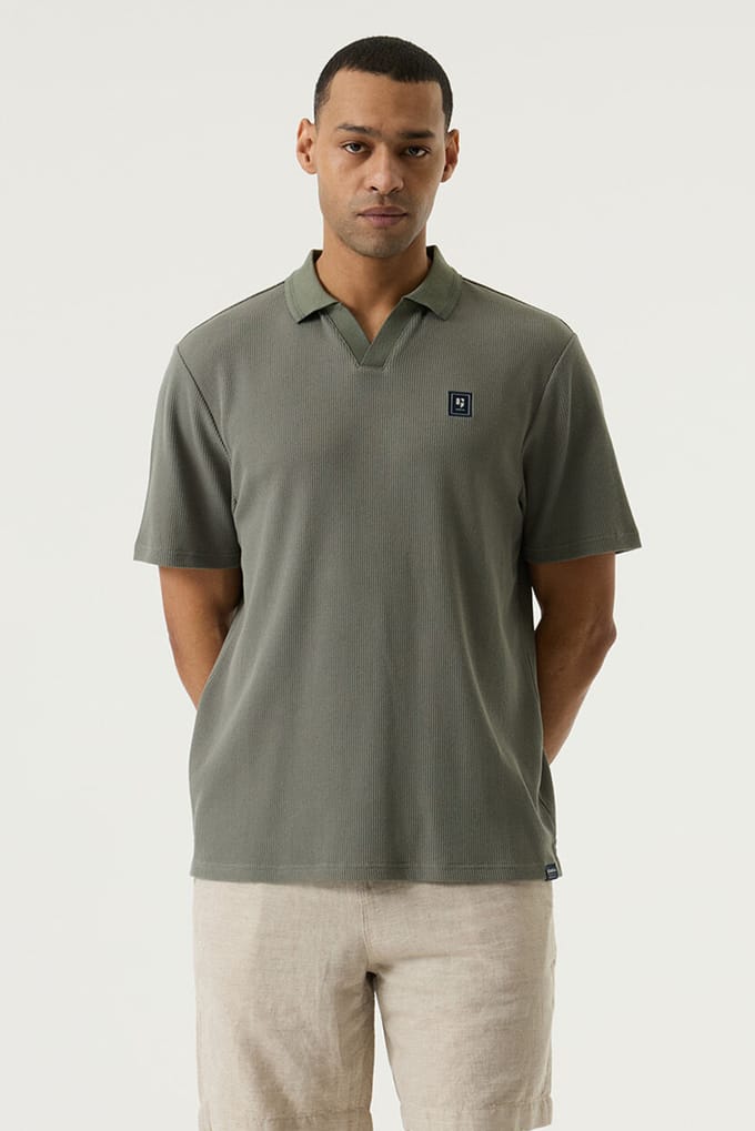 GARCIA Heren Effen Polo Groen Korte mouw