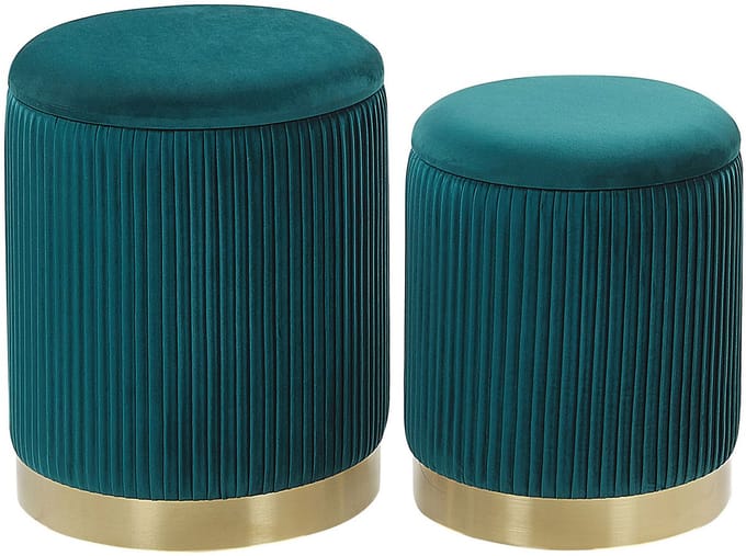 MIRAMAR - Poef - Blauwgroen - Fluweel