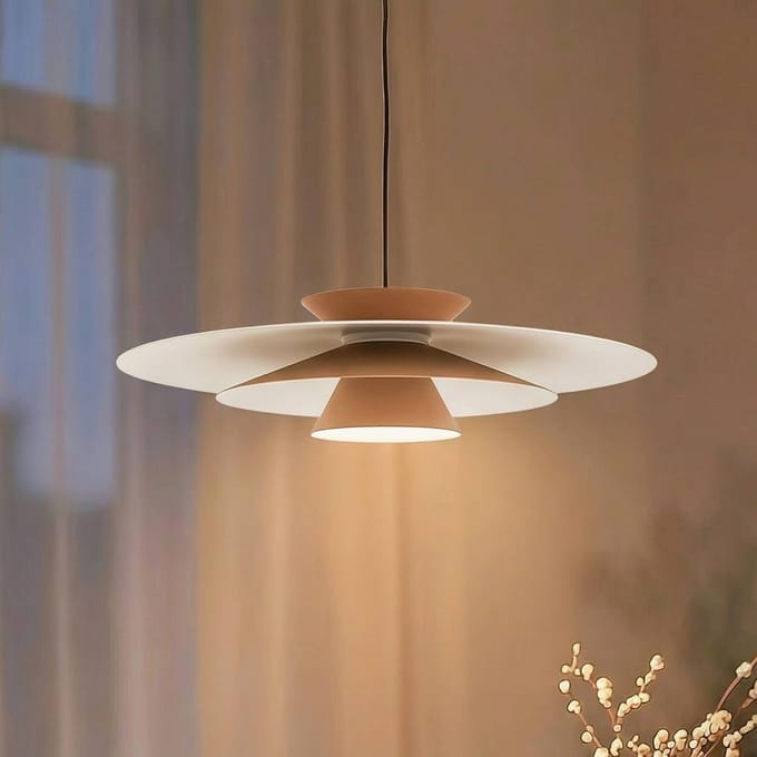 Lucande LED hanglamp Livie, beige, aluminium, Ø 50 cm