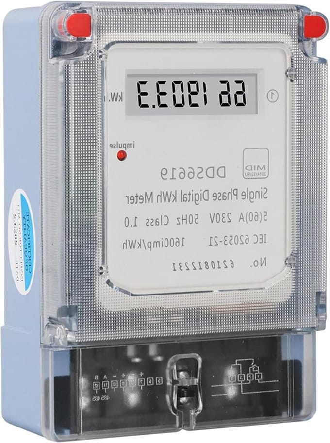 Digitale KWh Meter - Energiemeter Fase - Energie Meting - Real Time Display - 145 x 70 mm - Wit