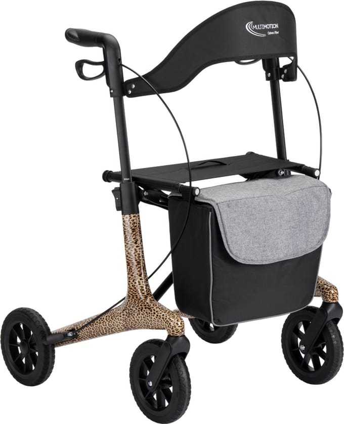 MultiMotion - Carbon rollator maat M - 5,5 kg - Softwielen - Panterprint