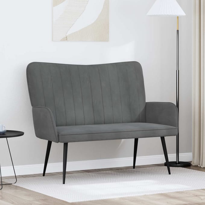 vidaXL - 2-Zits - Sofa - Donkergrijs - 115 - x - 61 - x - 87 - cm - fluweel