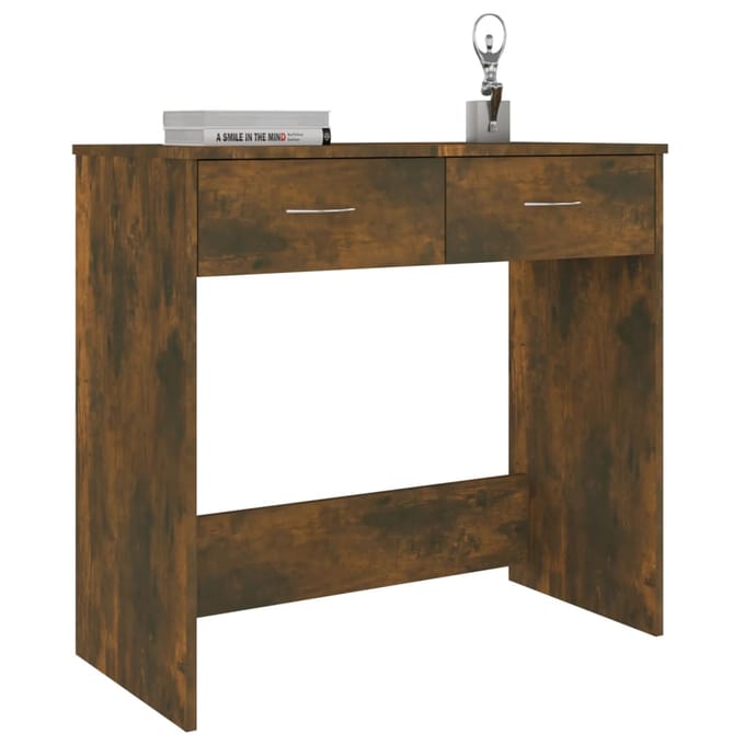 vidaXL - Bureau - 80x40x75 - cm - bewerkt - hout - gerookt - eikenkleurig