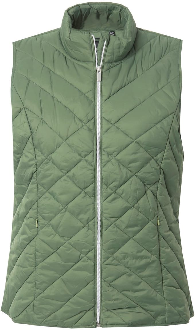 Ulla Popken - Dames - HYPRAR functionele doorgestikte bodywarmer waterafstotend - Lichtkaki - Maat 42+