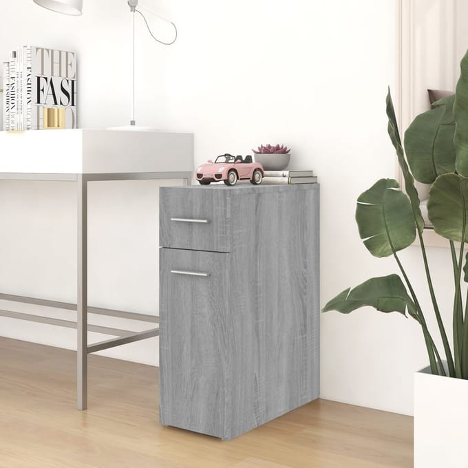 vidaXL - Apothekerskast - 20x45,5x60 - cm - bewerkt - hout - grijs - sonoma - eiken