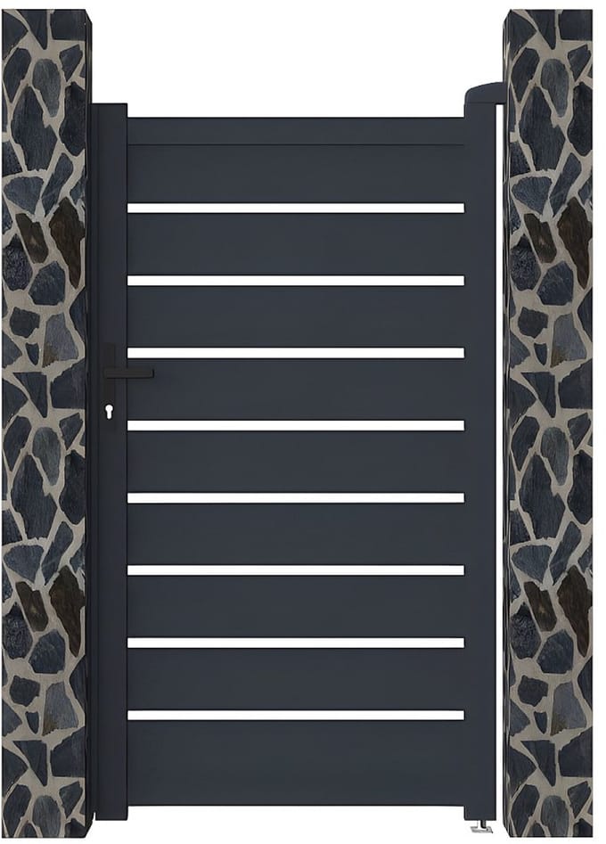 Vente-unique Draaihekje in opengewerkt aluminium L 103 x H 180 cm antraciet - PRIMO