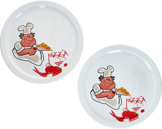 Set van 2 ALBERTO pizzaborden 30,5cm met comic pizzamaker - 162701