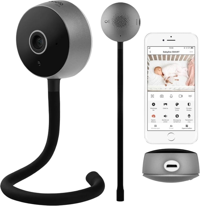 Smart elektronische babyfoon met camera en WiFi, twee-weg communicatie en temperatuursensor