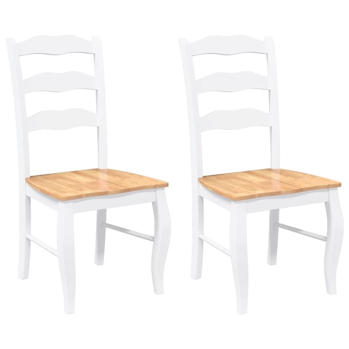 vidaXL - Eetkamerstoelen - 2 - stuks - Wit - Massief - Hout - Rubber