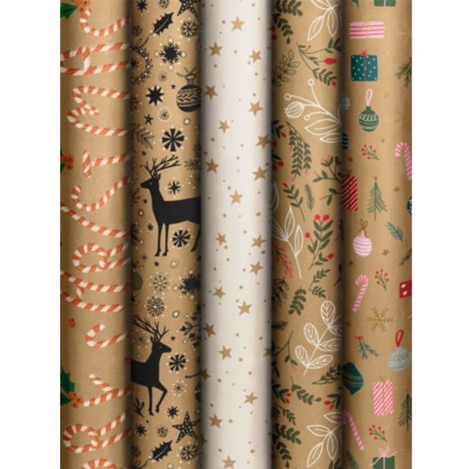 Stewo kerst cadeaupapier natural jule, formaat 70 x 200 cm assorti