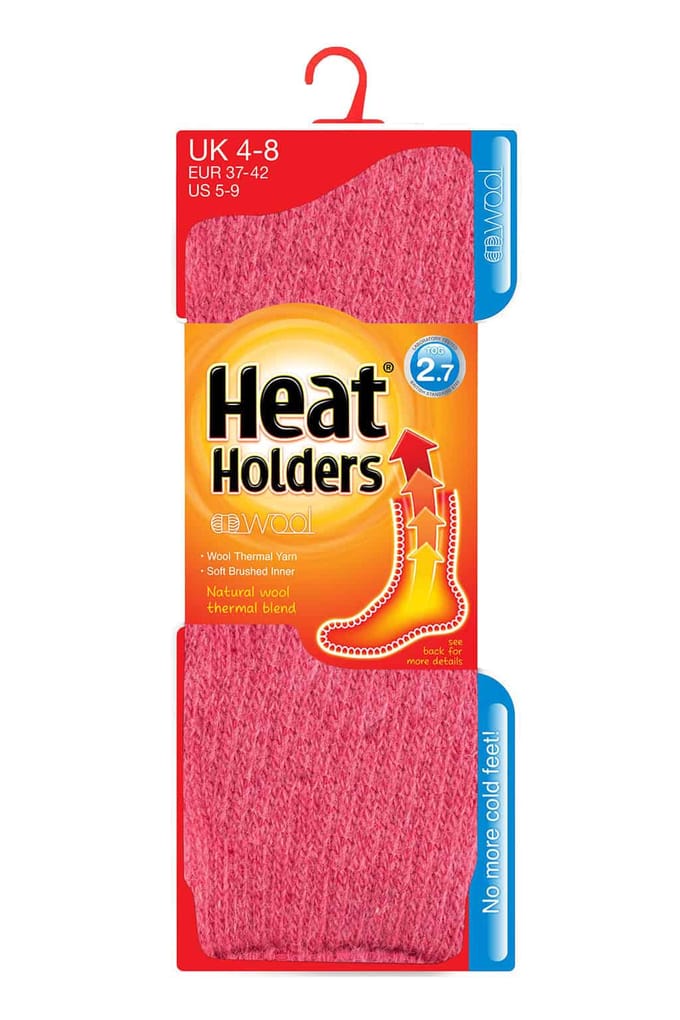 Heat Holders - Dames Warme 2.7 Tog Wollen Sokken - Roze