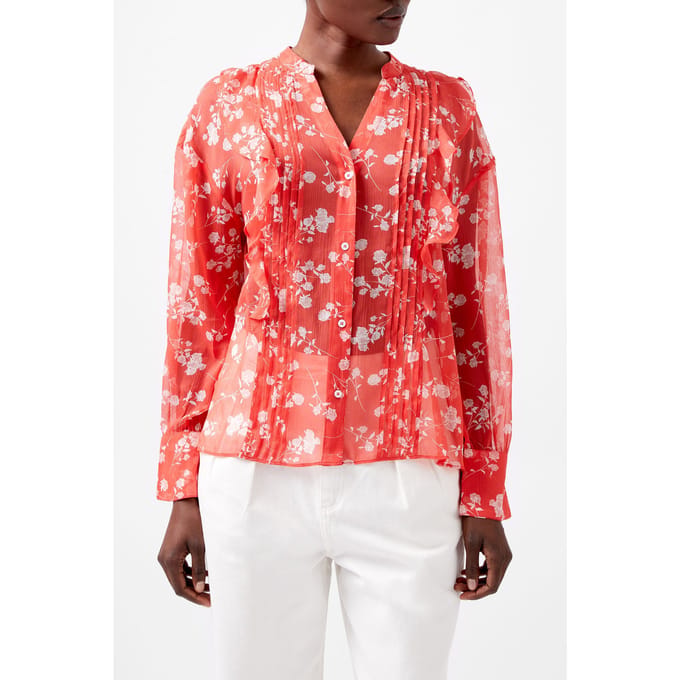 French Connection Alessandra Crinkle Blouse Cayenne Red/white Taglia: S | Magliette intime Outlet | Donna | Rosso