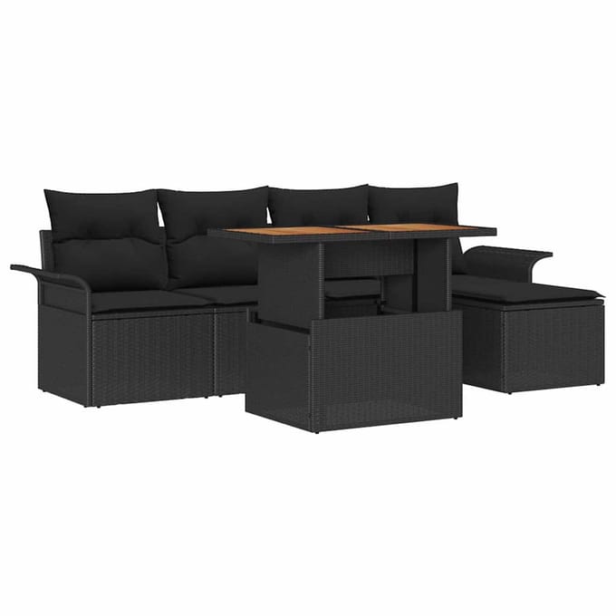 vidaXL - Tuinbank - Set - 6 - st - Zwart