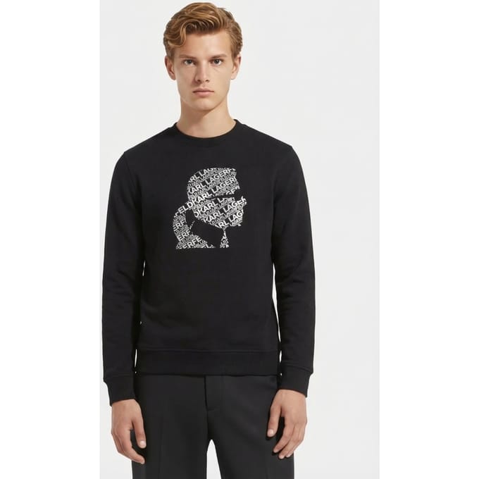 Karl Lagerfeld Black Sweat Crewneck Größe: M | Pullover Outlet | Herren | Schwarz