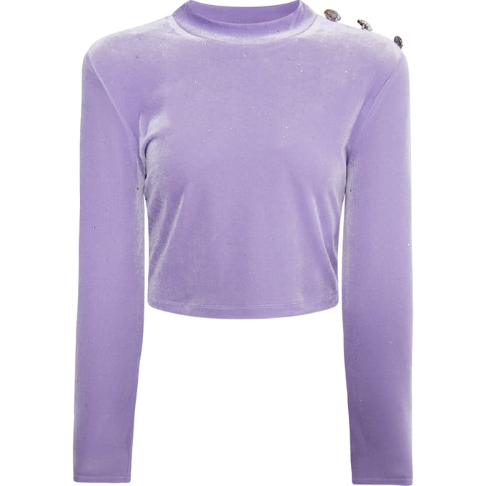 Faina Fluwelen overhemd met glitters Dames lavendel