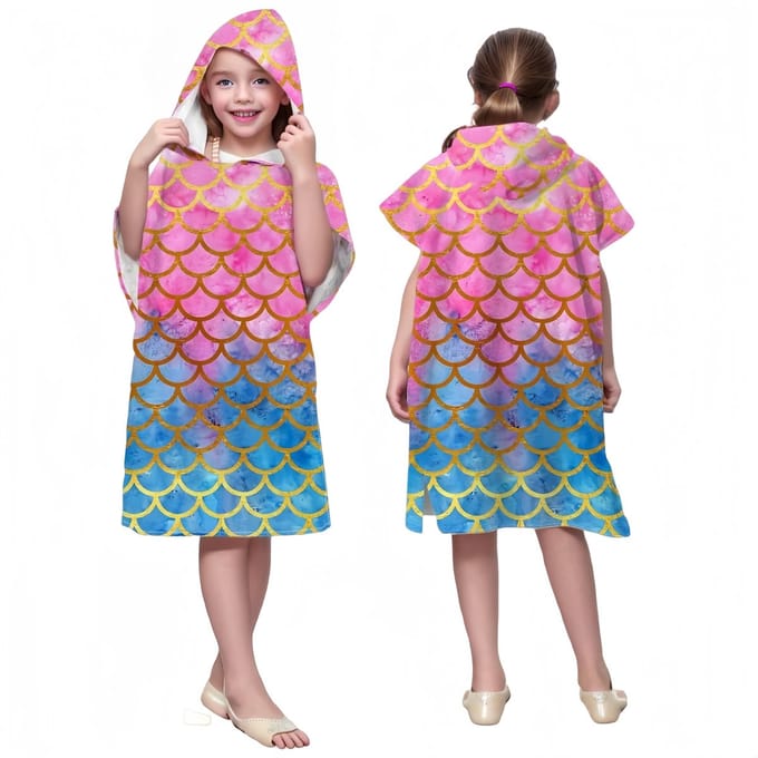 Dailygoods - Kinder Bad/Zwembad Poncho van Microfiber - Met Capuchon en Handdoekenfunctie