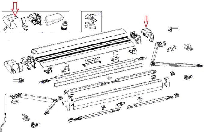 Thule 6300 Eindkap Motor 12V L+R Wit