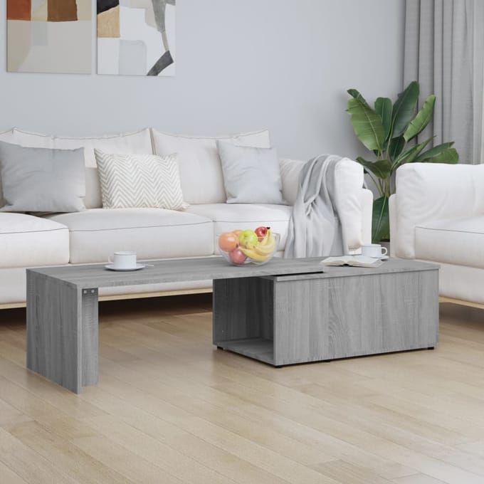 vidaXL - Salontafel - 150x50x35 - cm - bewerkt - hout - grijs
