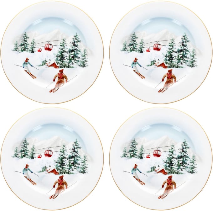 Set van 4 CHALET-cakeborden + GIFT-verpakking - R0924#CHAL