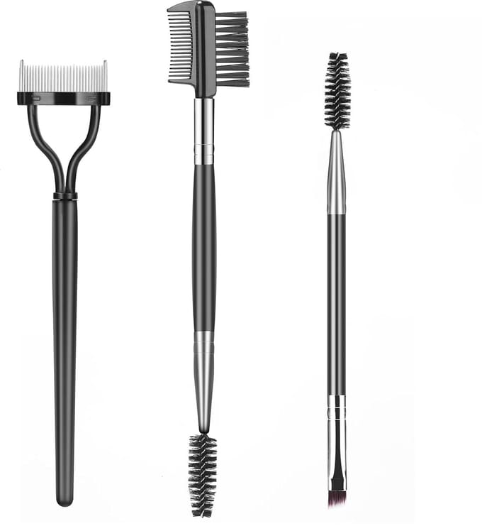 Wenkbrauwborstel & Wimperscheider Set - 3 Stuks - Professionele Make-up Tools - Spoolie & Wimperkam