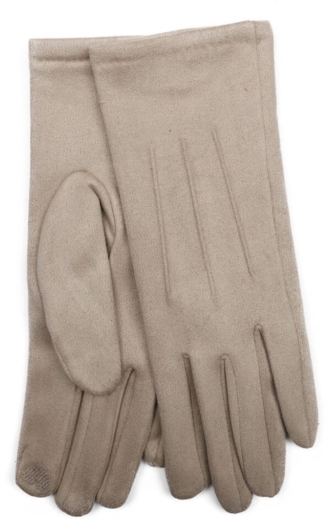 Stevige faux suede dames handschoenen Tabea-touchscreenfunctie-effen beige