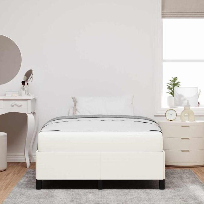 vidaXL - Bedframe - met - matras - Crème - 120 - x - 190 - cm - Stof