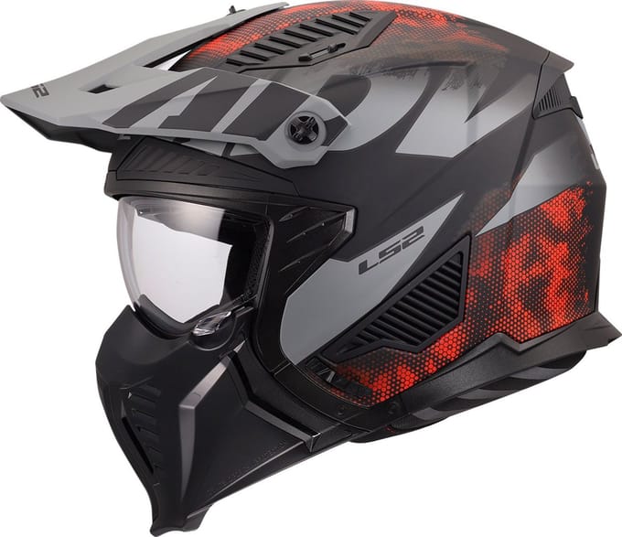 LS2 Helm Drifter Gas OF606 grijs / rood maat M