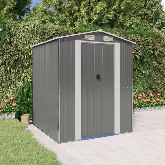 vidaXL - Tuinschuur - 192x191x223 - cm - gegalvaniseerd - staal - lichtgrijs
