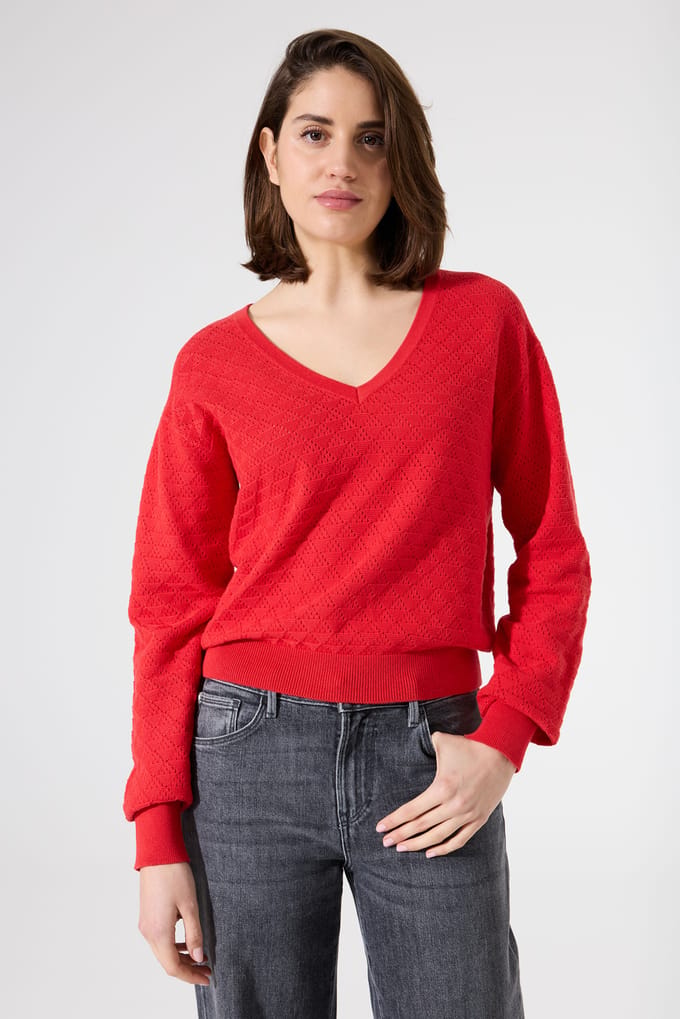 Pull met opengewerkte patroon dames Garcia