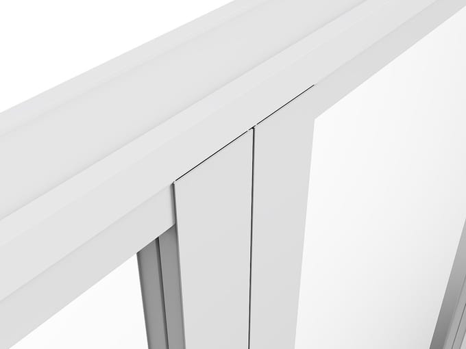 Vente-unique Omkeerbaar dubbel aluminium en gehard glas deurblok - 2 x H204 x B93 cm - Wit - LOXTON