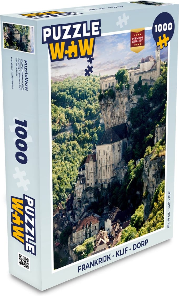 Puzzel Frankrijk - Klif - Dorp - Legpuzzel - Puzzel 1000 stukjes volwassenen