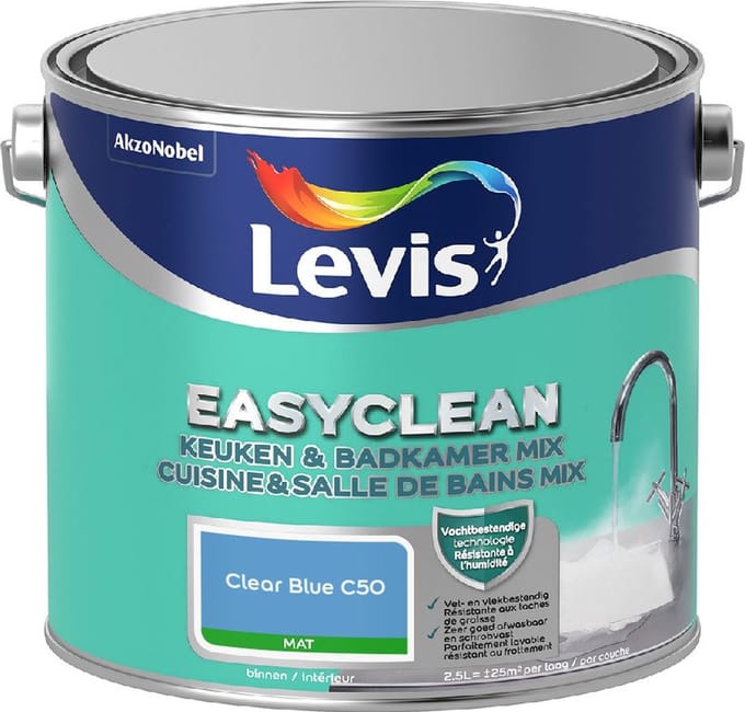 Levis - Easyclean Keuken & Badkamer Mix - Clear Blue C50 - Mengverf - 2,5 L
