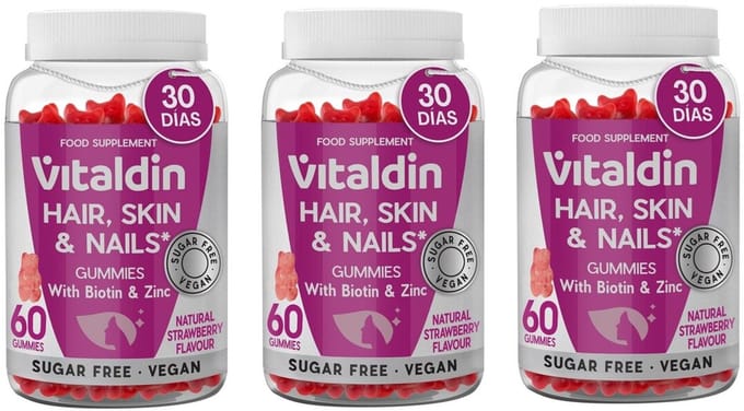 Vitaldin Multivitamine Gummies Haar, Huid & Nagels met Biotine, Zink, Vitamine C, 3 potten
