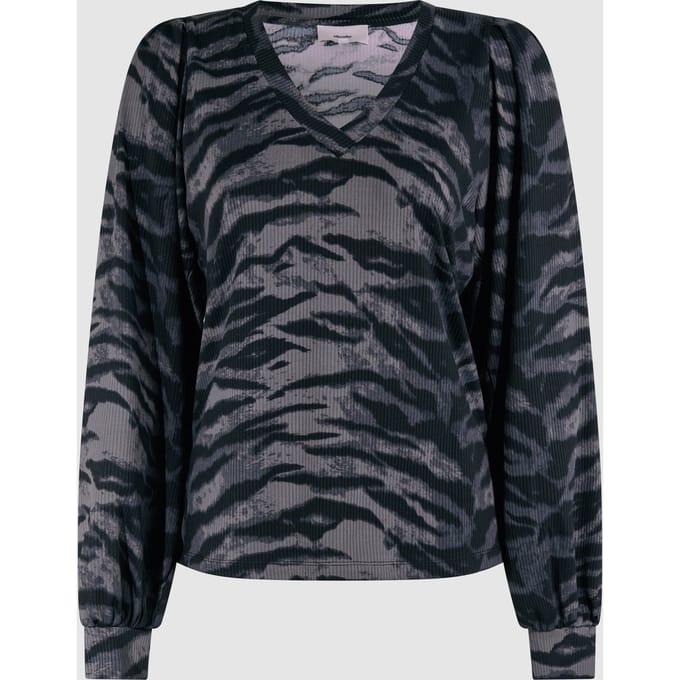 Shoeby La-sbrib Jersey Top Darkgrey Größe: M | Longsleeves Outlet | Damen | Grau