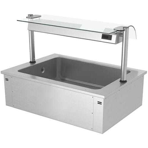 GGM Gastro Einbau Eiswanne - 1000mm - 3x GN 1/1 - 130 Liter - mit Glas-Hustenschutz Zilver