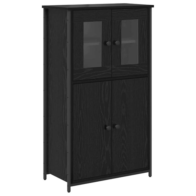 vidaXL Highboard Zwart Eiken 62 x 32 x 106,5 cm Bewerkt hout