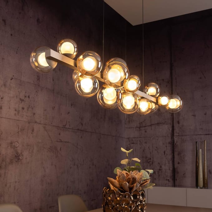 LED hanglamp PURE E-Popup, brons, glas, CCT, 18-vleugels.