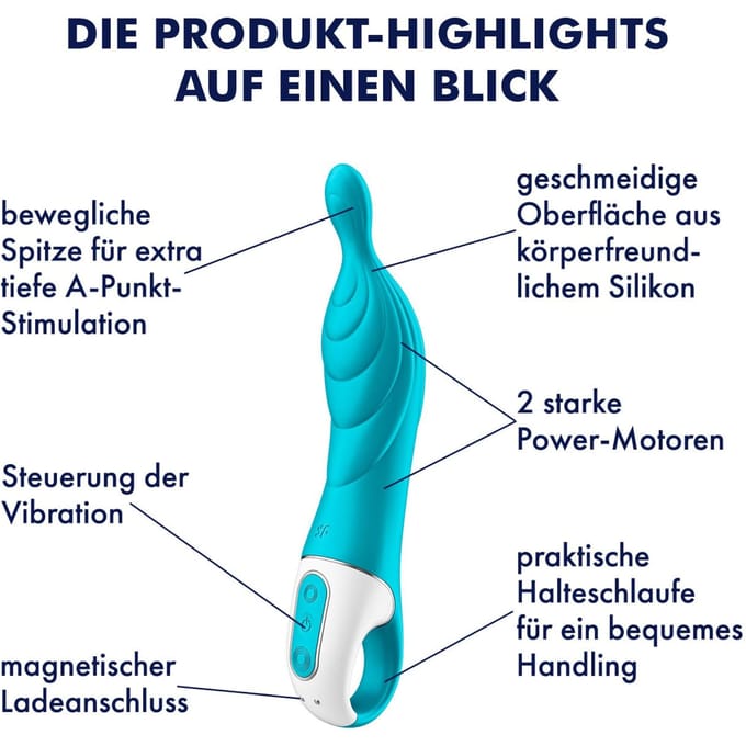 Satisfyer, A-punt vibrator, 'A-Mazing 2, 22 cm', waterdicht, oplaadbaar, flexibele punt